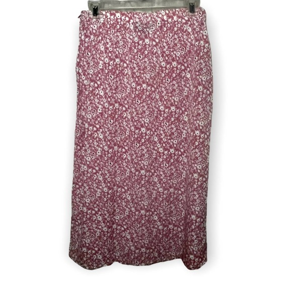 ModCloth Women's Pink & White Floral Straight Skirt With Front Slit Size M - Picture 3 of 11